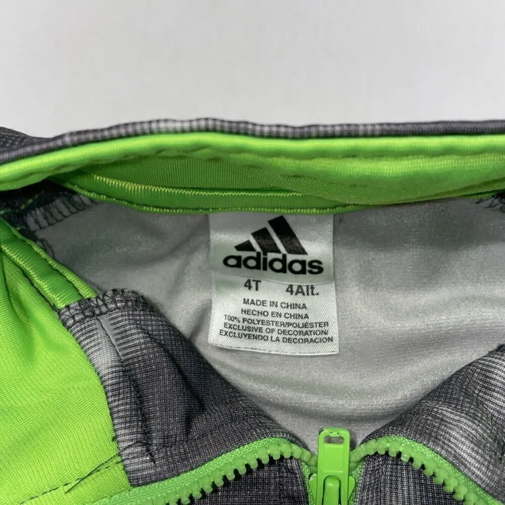 Boys Adidas Jacket 4T Gray/Lime 100% Polyester
